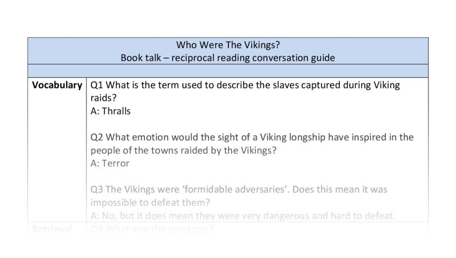 Reciprocal reading conversation- VRSIPE - Who were the Vikings