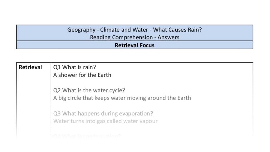 Reading comp - What Causes Rain - retrieval focus-answers