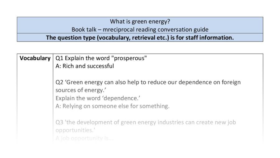 Reciprocal reading - VRSIPE - What is green energy