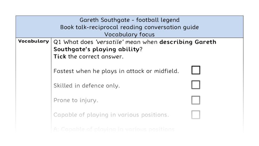Reciprocal - vocabulary - Gareth Southgate - football legend