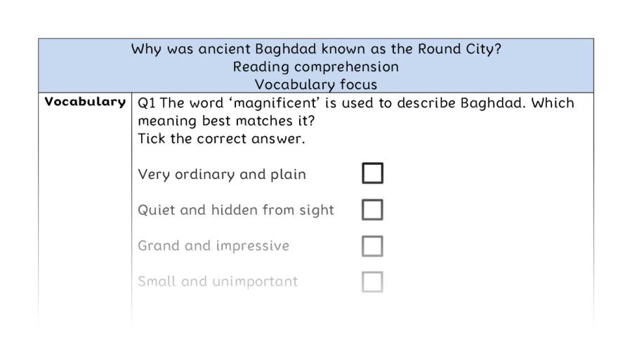 Reading comp-vocab-Why was ancient Baghdad known as the Round City