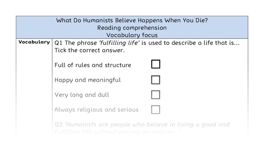 Reading comp - vocab - What Do Humanists Believe Happens When You Die