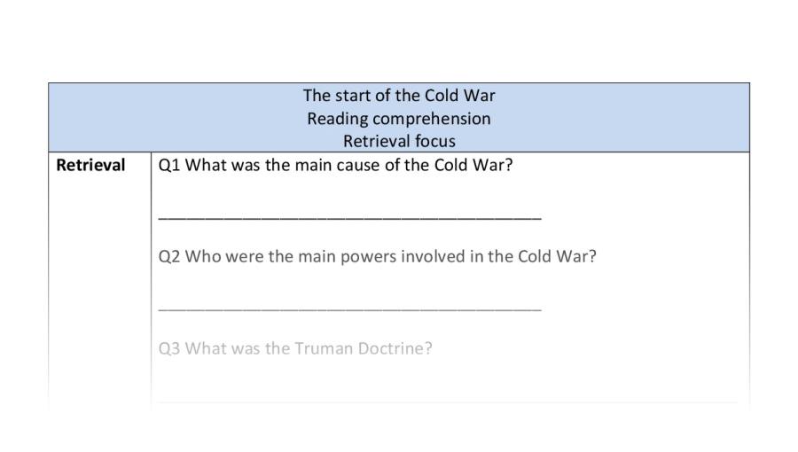 Reading comprehension-retrieval-The start of the cold war