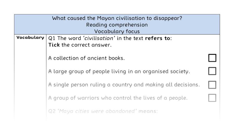 Comp-vocabulary-What caused the Mayan civilisation to disappear