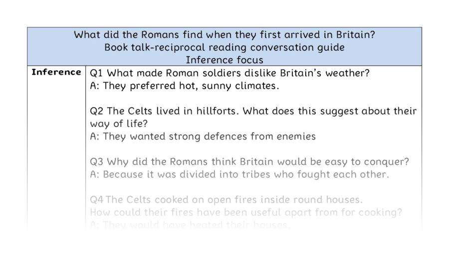 Reciprocal reading - inference - Roman arrival in Britain
