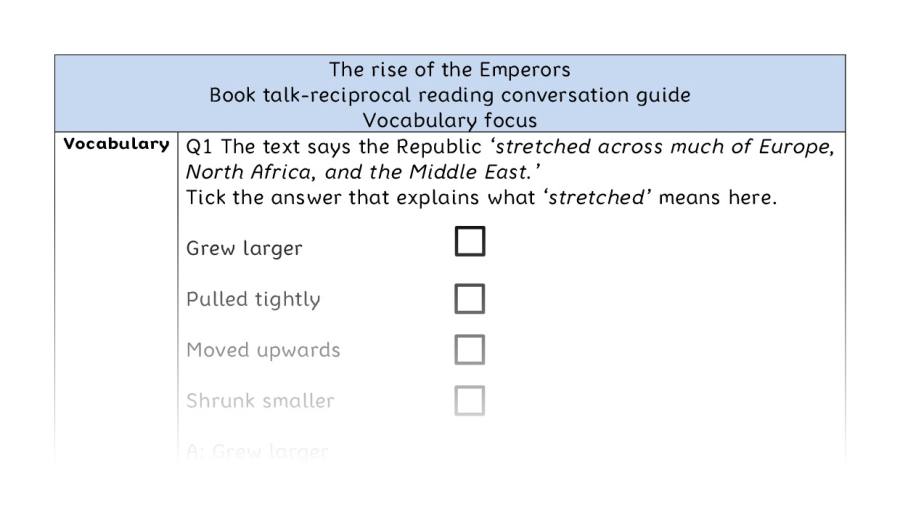 Reciprocal reading - vocabulary - The rise of the Emperors