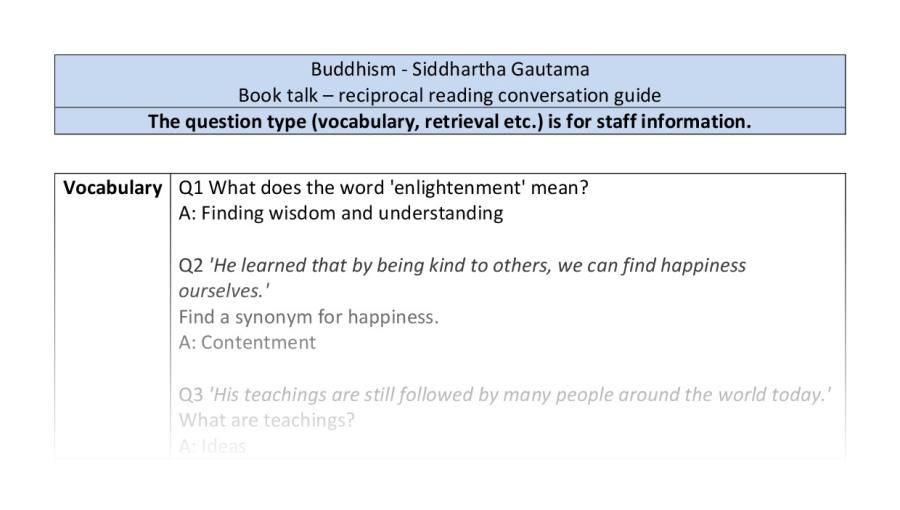 Reciprocal reading - VRSIPE - Siddhartha Gautama