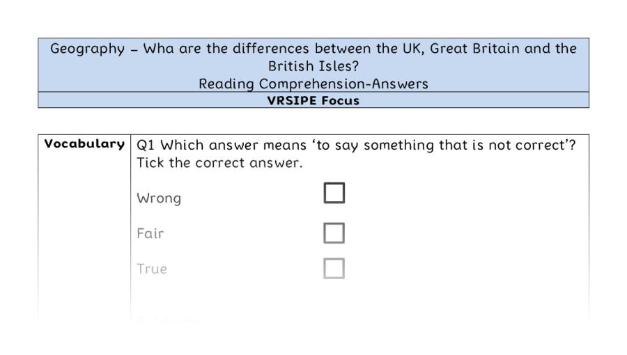 What are the differences between the UK, Great Britain and the British Isles - Reading Comprehension Answers - VRSIPE Focus