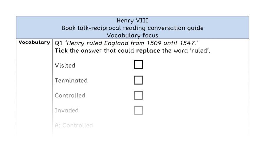 Reciprocal - Henry VIII - vocabulary