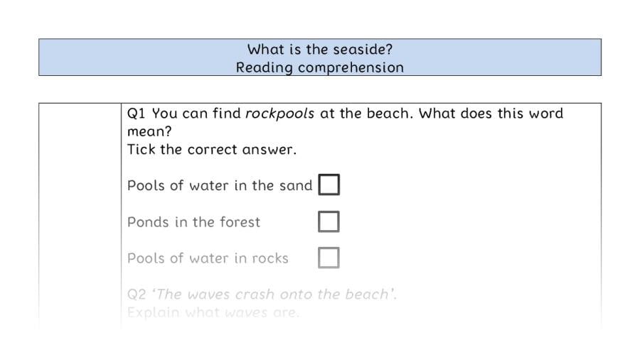 Reading comprehension - VRSIPE - What is the seaside