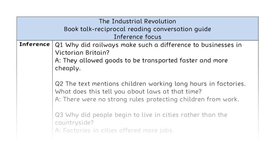 Reciprocal reading - inference - The Industrial Revolution