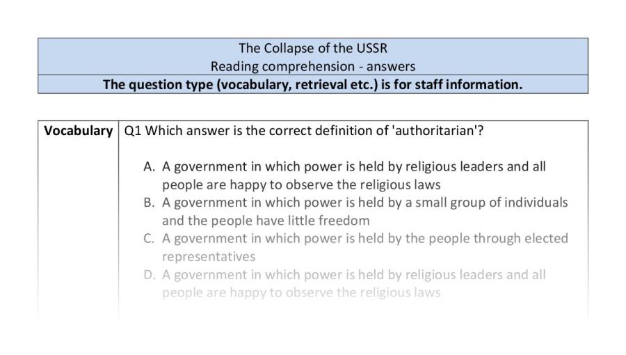 Reading comp-VRSIPE-The Collapse of the USSR