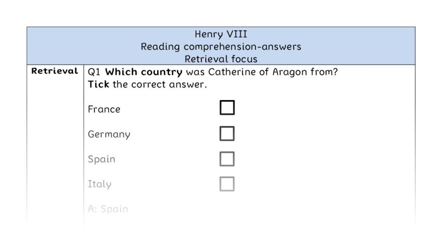Reading comprehension - Henry VIII - retrieval - answers