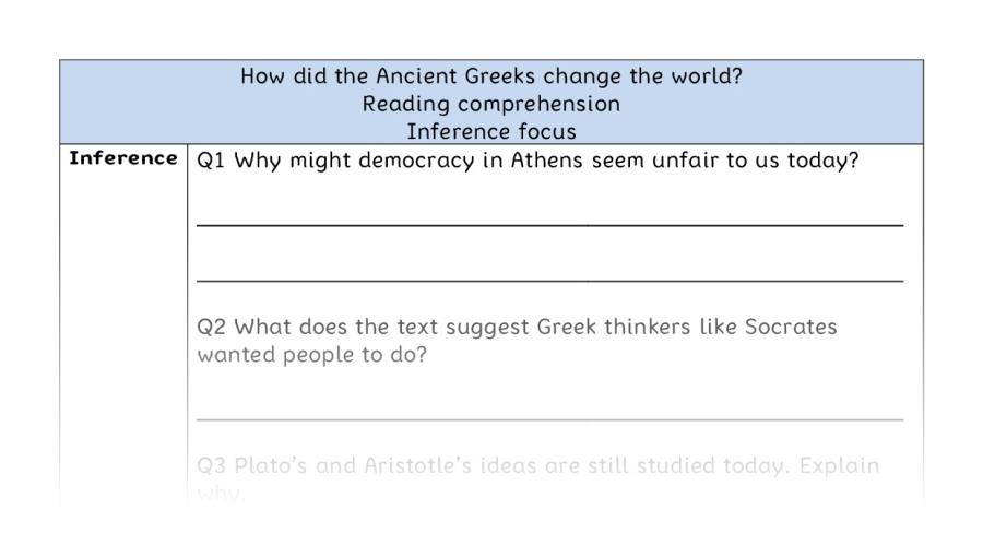 Reading comprehension - inference-How did the ancient Greeks change the world