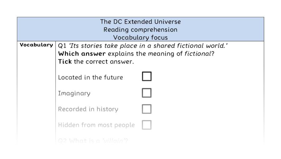 Reading comprehension - vocabulary - The DC Extended Universe