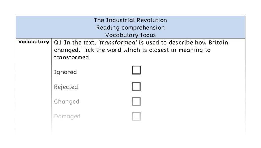 Reading comprehension - vocabulary - The Industrial Revolution