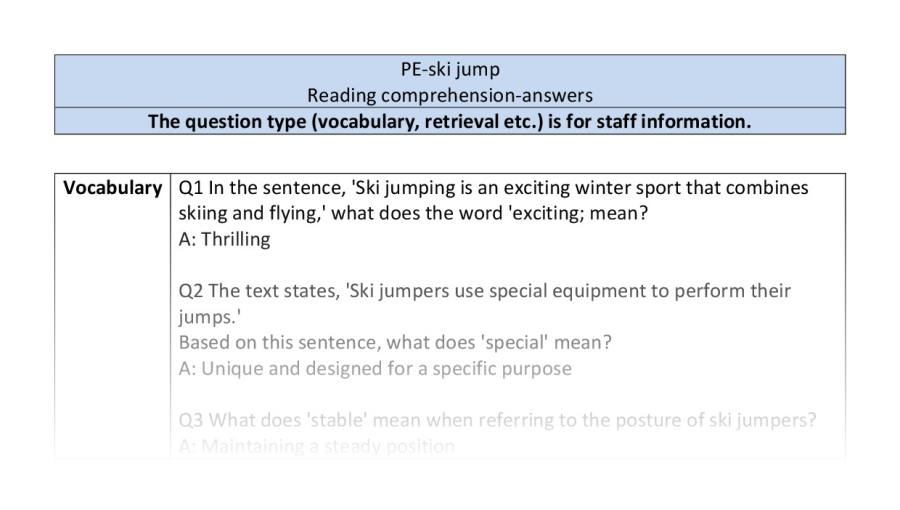 Reading comprehension-VRSIPE-ski jump - answers