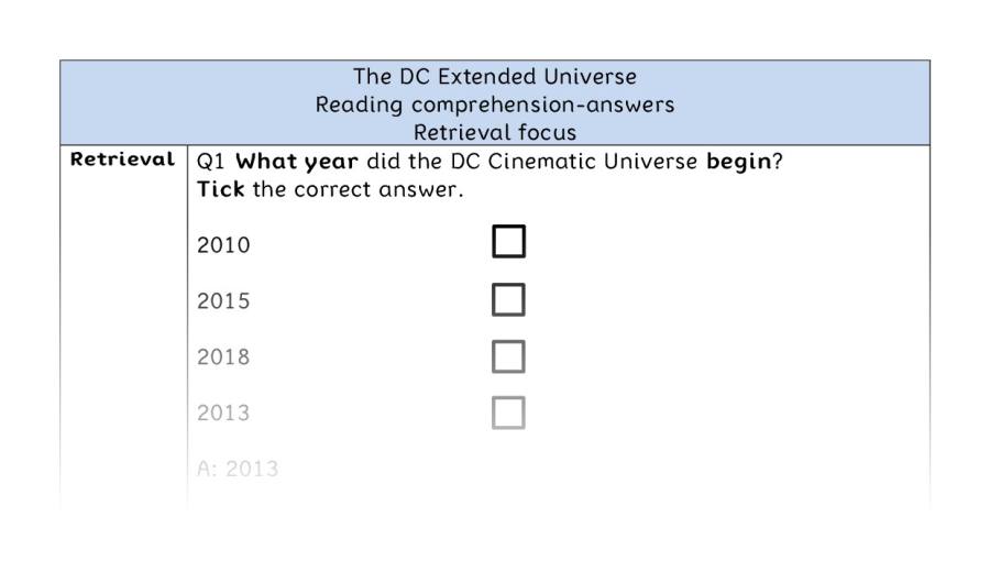 Reading comprehension - retrieval - The DC Extended Universe - answers
