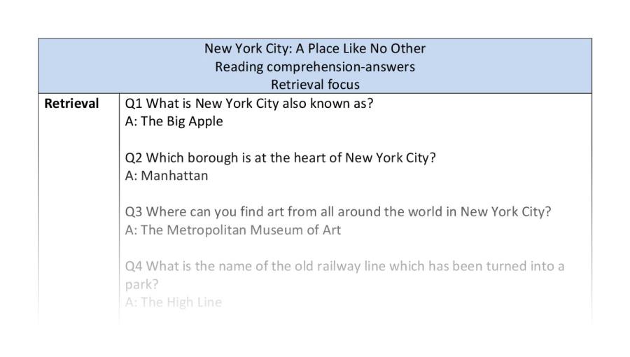 Reading comprehension - retrieval - New York - answers