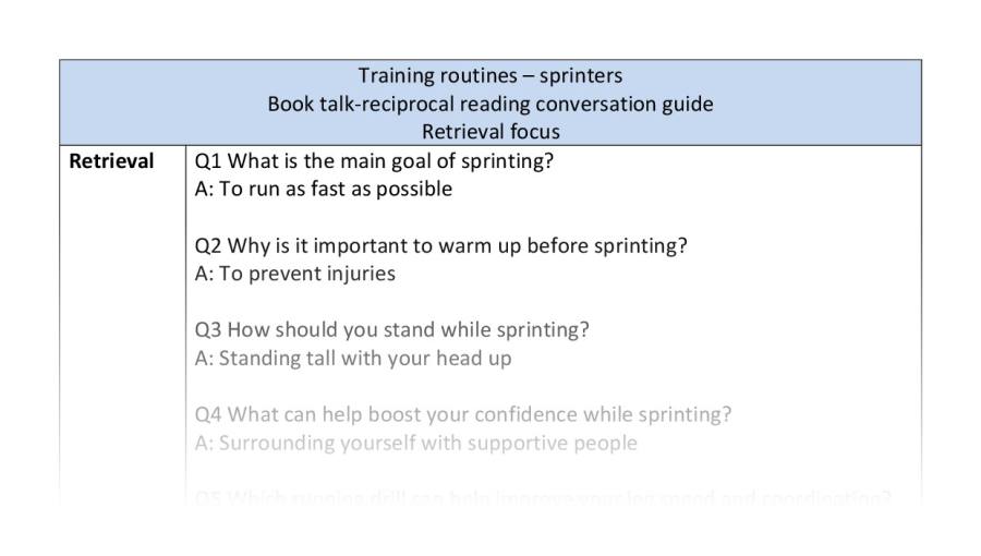 Reciprocal - retrieval - Training routines - sprinters