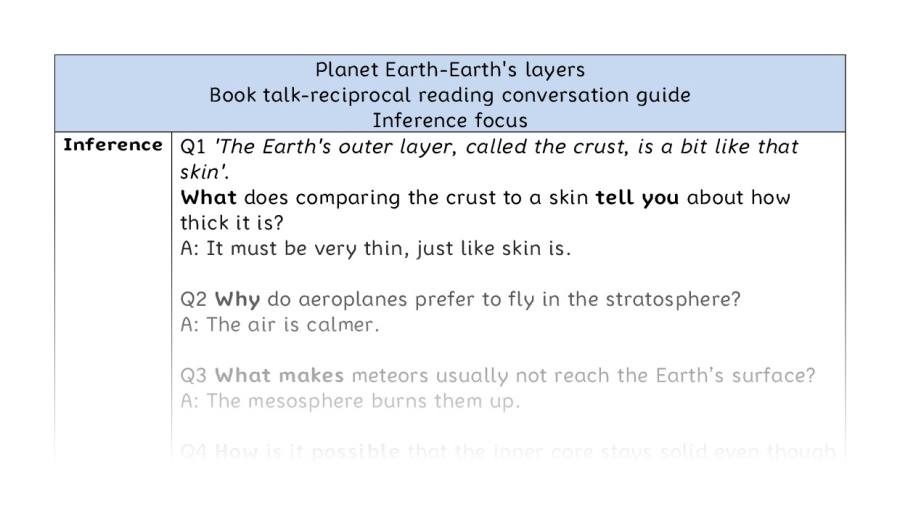 Reciprocal reading - inference - Planet Earth-Earths layers