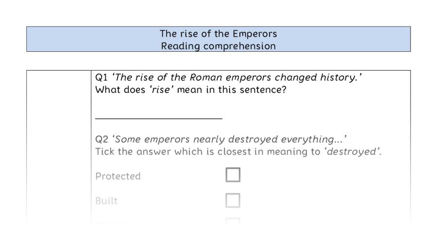 Reading comprehension VRSIPE - The rise of the Emperors