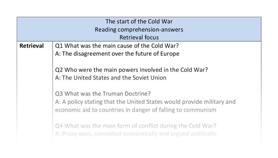 Reading comprehension-retrieval-The start of the cold war - answers