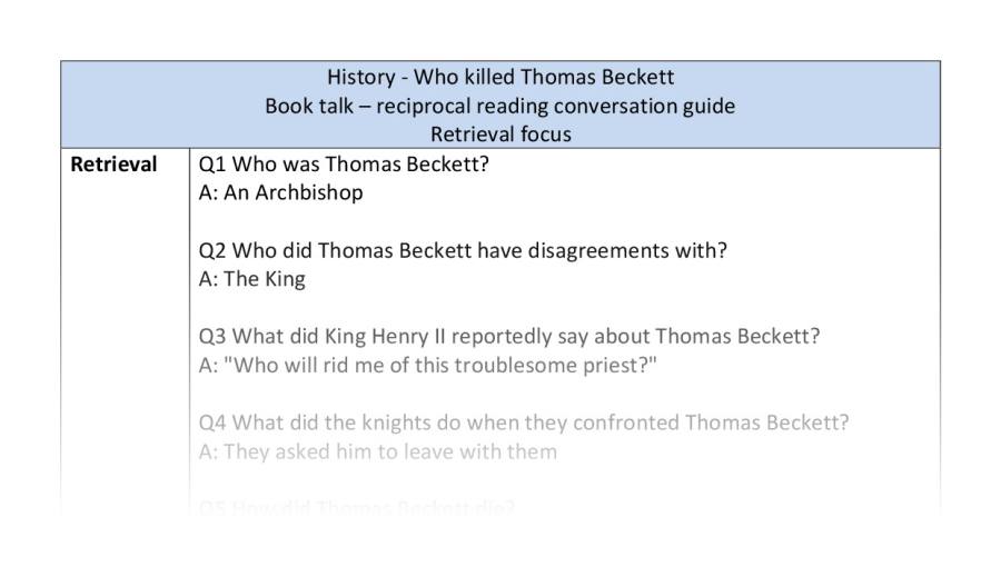 Reciprocal reading - retrieval - Who killed Thomas Beckett