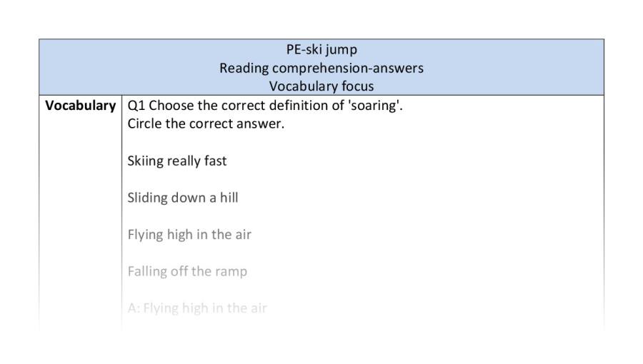 Reading comp-vocabulary-ski jump - answers