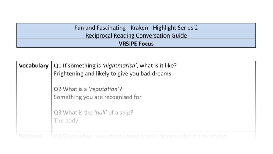 Reciprocal Reading Conversation - Kraken - Highlight Series 2 - VRSIPE Focus