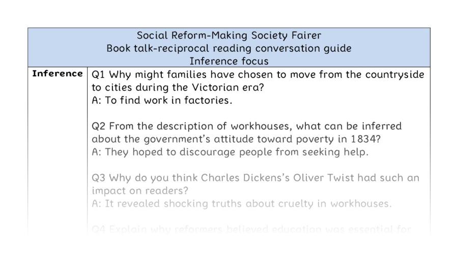 Reciprocal reading - inference - Social Reform-Making Society Fairer