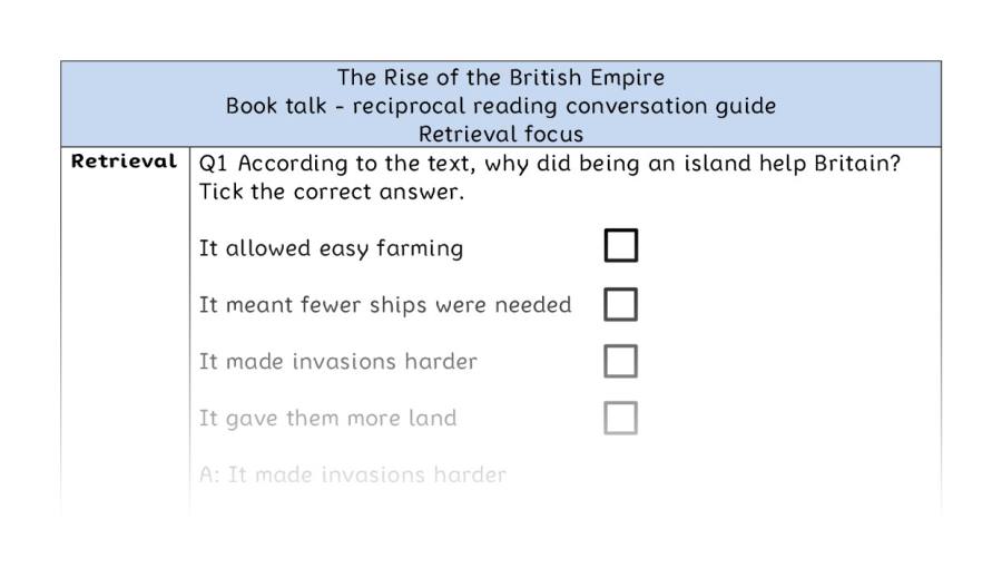 Reciprocal reading - retrieval - The Rise of the British Empire