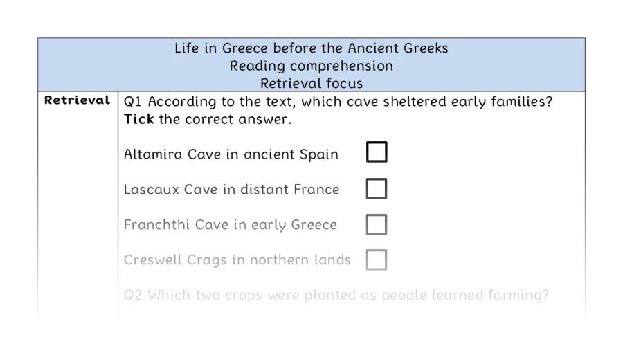 Reading comprehension - retrieval - Life in Greece before the Ancient Greeks