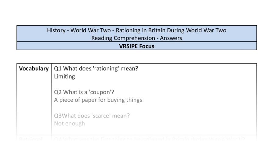 Comp - Rationing in Britain during World War Two - VRSIPE focus-answers