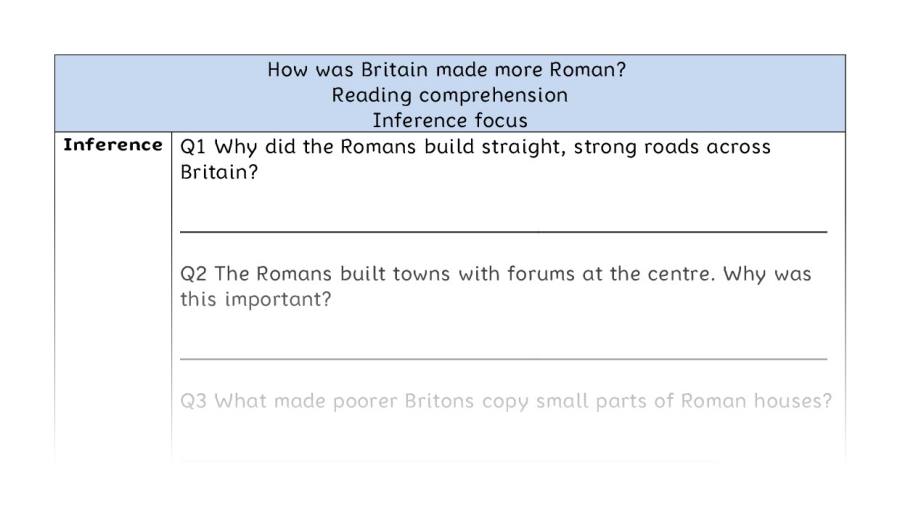 Reading comprehension - inference - How was Britain made more Roman