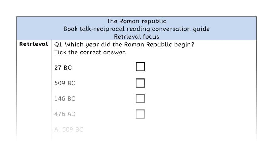 Reciprocal reading - retrieval - The Roman republic