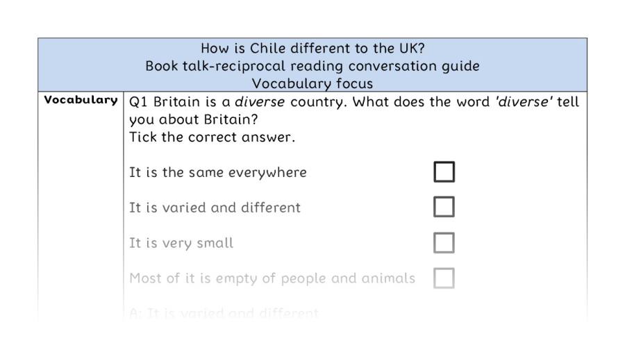 Reciprocal reading - vocabulary - How is Chile different to the UK