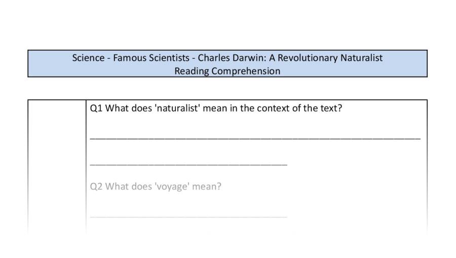 Reading Comprehension-Charles Darwin-A Revolutionary Naturalist-VRSIPE Focus